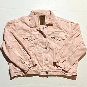 Gap Trucker Jacket Women's XL Pink Denim Button-Up Western Classic Outerwear